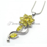 Fashion Flowers Alloy Pendant with Yellow Zircons