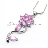 Fashion Flowers Alloy Pendant with Pink Zircons