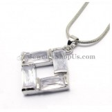 Fashion Square Alloy Pendant with Zircons