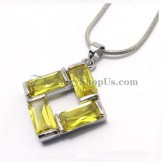 Fashion Square Alloy Pendant with Yellow Zircons