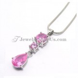 Gorgeous Drop Alloy Pendant with Pink Zircons