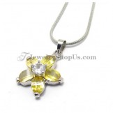 Beauitful Flower Alloy Pendant with Yellow Zircons