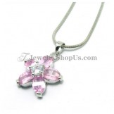 Beauitful Flower Alloy Pendant with Pink Zircons
