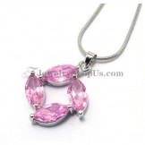Beautiful Pink Four Leaves Zircons Alloy Pendant