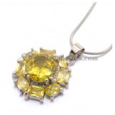 Fashion Flower Alloy Pendant with Yellow Zircons