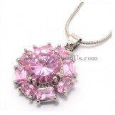 Fashion Flower Alloy Pendant with Pink Zircons