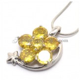 Gorgeous Yellow Zircons Alloy Pendant with Small Star