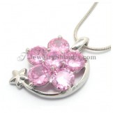Gorgeous Pink Zircons Alloy Pendant with Small Star