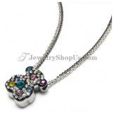 Lovely Bear Alloy Pendant with Colorful Rhinestones