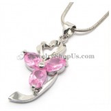 Gorgeous Alloy Pendant with Pink Zircons