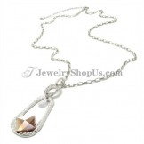 Fashion Alloy Pendant with Rhinestones and Brown Crystal