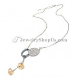 Fashion Alloy Pendant with Rhinestones and Brown Crystals