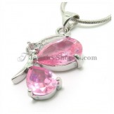 Fashion Alloy Pendant with Pink Zircons