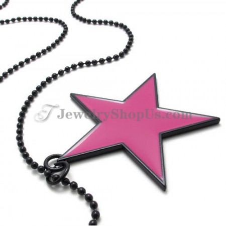 Elegant Pink Alloy Star Shape Pendant