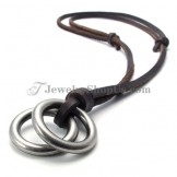 Fashion Alloy Circles Pendant with Leather Chain