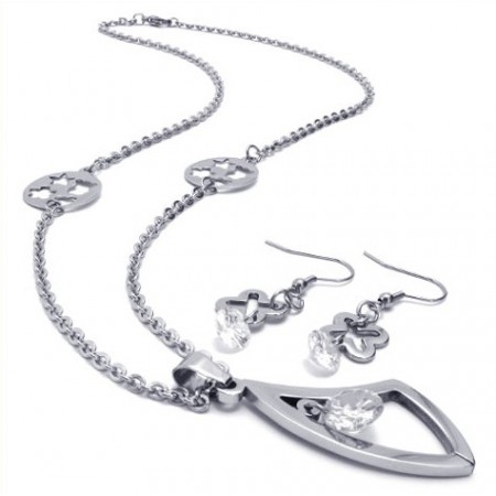 Attractive Design Color Brilliancy High Quality Titanium Jewelry Set Including Necklace, Pendant, Earring 