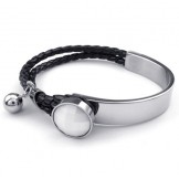 Finely Processed Delicate Colors Excellent Quality Titanium Leather Bangle