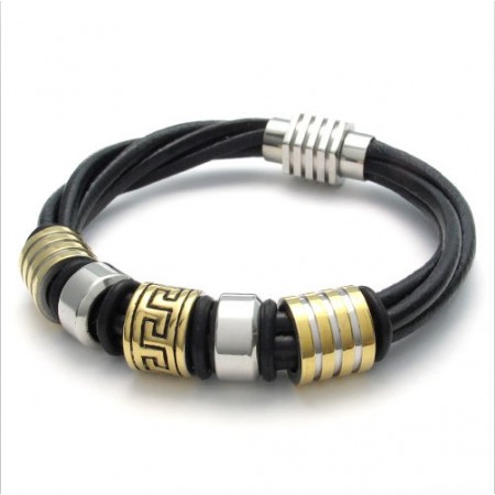 Deft Design Beautiful in Colors Excellent Quality Titanium Leather Bracelet