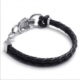 Deft Design Delicate Colors Stable Quality Titanium Leather Bracelet