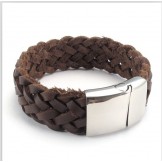 Deft Design Delicate Colors Stable Quality Titanium Leather Bracelet