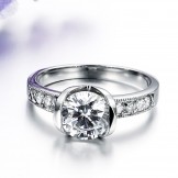 to Enjoy High Reputation at Home and Abroad Female Titanium Ring With Rhinestone