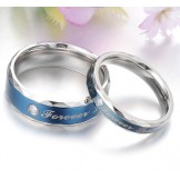 Durable in Use Blue Titanium Ring For Lovers 