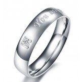 Quality and Quantity Assured Titanium Ring For Lovers With Rhinestone