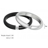 High Quality Black and White Titanium Ring For Lovers With Rhinestone