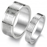 Excellent Quality English Bible Titanium Ring For Lovers