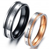 to Enjoy High Reputation at Home and Abroad Grid Titanium Ring For Lovers