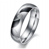 High Quality Black Titanium Ring For Lovers With Diamond