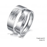 High Quality Sweetheart Titanium Ring For Lovers With Rhinestone