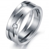 Stable Quality Labyrinth Titanium Ring For Lovers With Rhinestone