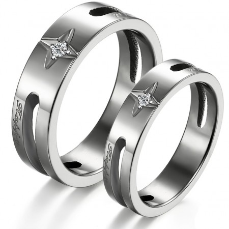 Stable Quality Star Titanium Ring For Lovers