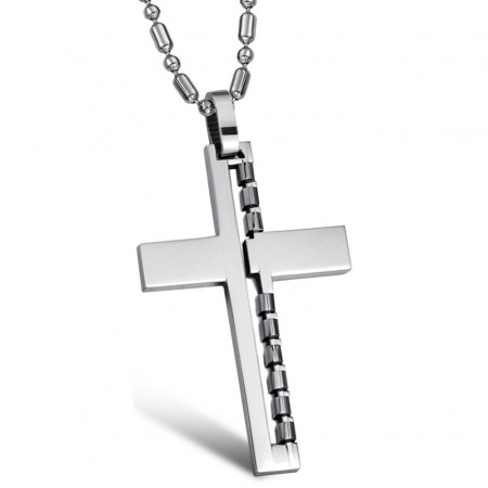 Quality and Quantity Assured Male Cross Titanium Necklace 