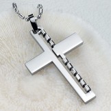 Quality and Quantity Assured Male Cross Titanium Necklace 