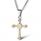 Easy to Use Female Cross Titanium Necklace With Rhinestone