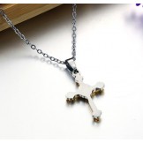Easy to Use Female Cross Titanium Necklace With Rhinestone