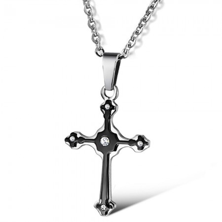 Excellent Quality Female Cross Titanium Necklace With Rhinestone