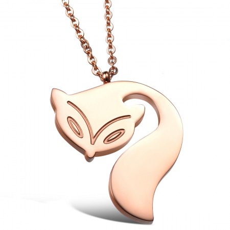 Complete in Specifications Female Fox Shape Titanium Necklace 