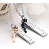 Stable Quality Lock Shape Titanium Necklace For Lovers 