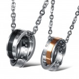 Well-known for Its Fine Quality Dual Ring Titanium Necklace For Lovers