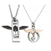 Stable Quality Angel Wings Shape Titanium Necklace For Lovers With Diamond