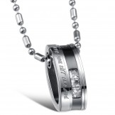 The King of Quantity Titanium Necklace For Lovers With Rhinestone