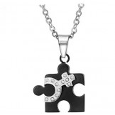 to Have a Long Story Black and White Titanium Necklace For Lovers 