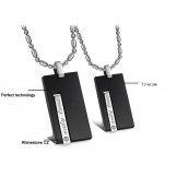 High Quality Black Titanium Necklace For Lovers With Diamond