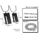 High Quality Black Titanium Necklace For Lovers With Diamond