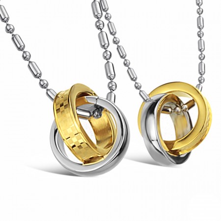 Selling Well all over the World Dual Ring Titanium Necklace For Lovers 