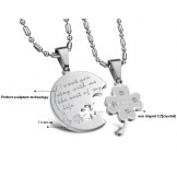 Superior Quality Clover Shape Titanium Necklace For Lovers With Rhinestone