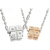 Stable Quality Dice Shape Titanium Necklace For Lovers With Diamond